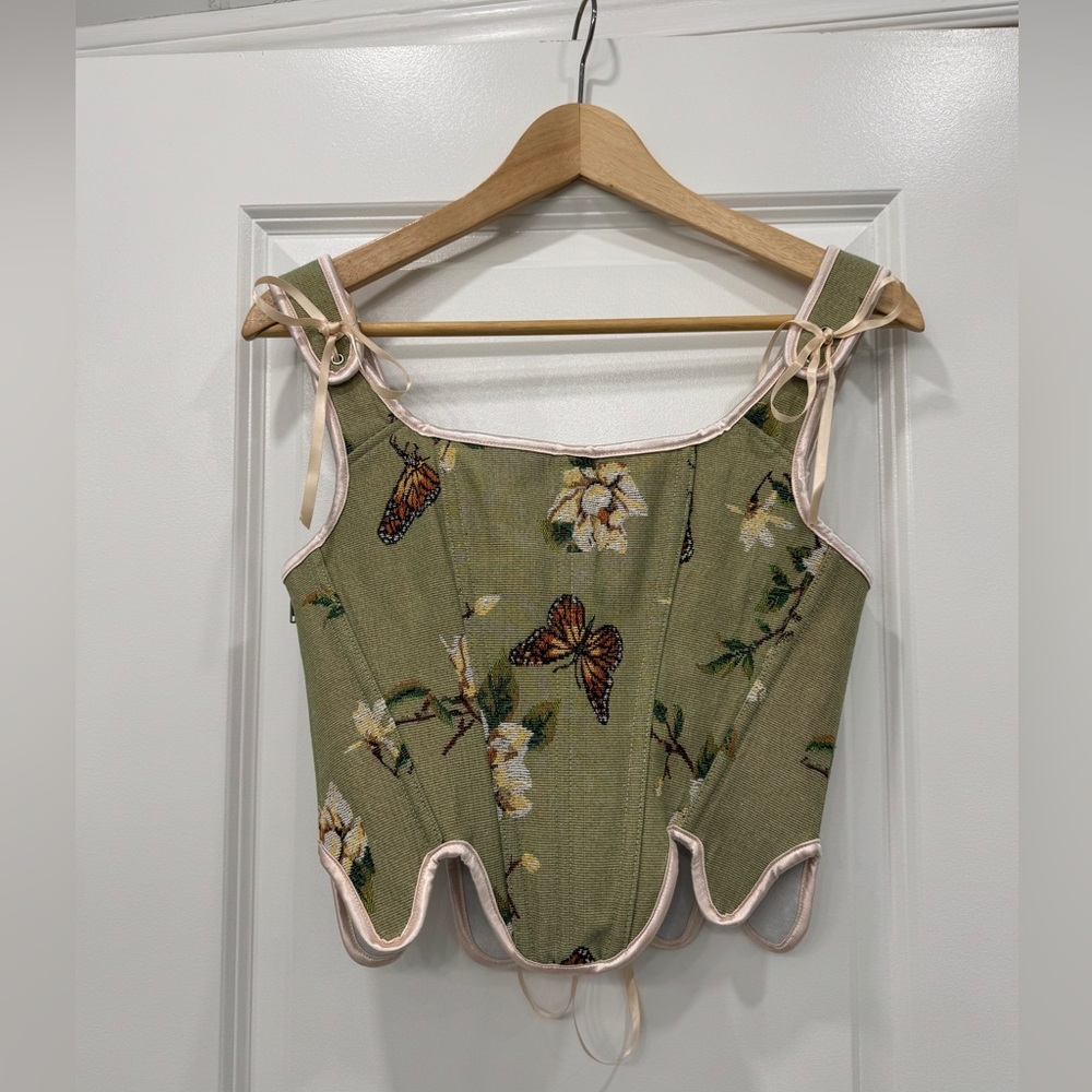 Floral Green Corset Top